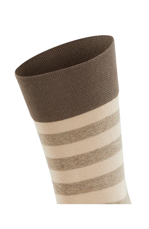 Falke Sensitive Mapped Line Crew Socks In Clay