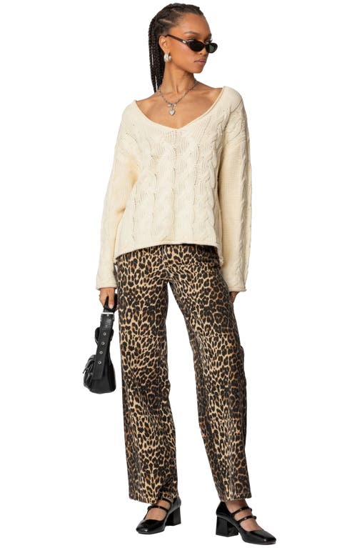 Edikted Inga Oversize Cable Stitch Sweater In Cream