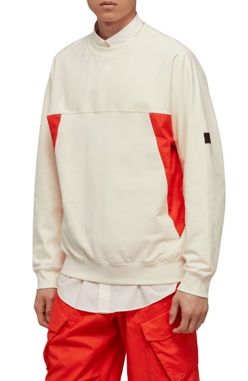 Shop Y-3 Colorblock Organic Cotton Blend Crewneck Sweatshirt In Creawhite/semsolred
