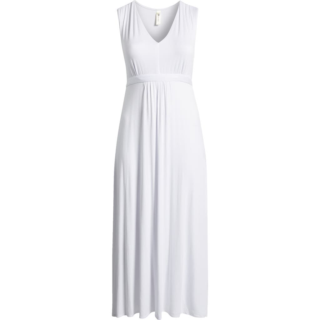 24seven Comfort Apparel Sleeveless Jersey Maxi Dress In White