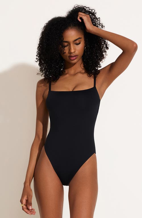 Vitamin A Gemma Drawstring Accent Rib One-piece Swimsuit In Black