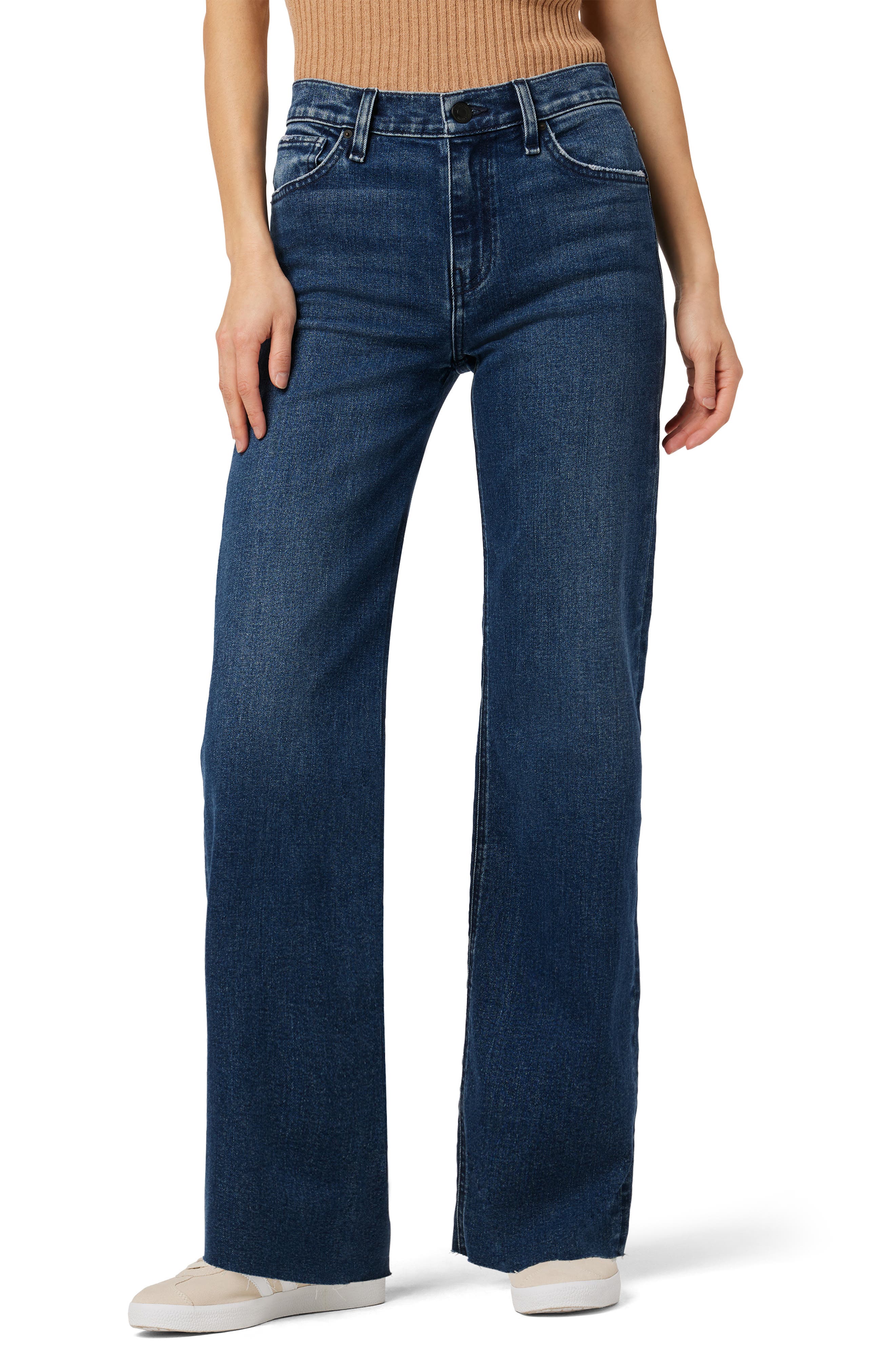Hudson Jeans Rosie Raw Hem High Waist Ankle Wide Leg Jeans