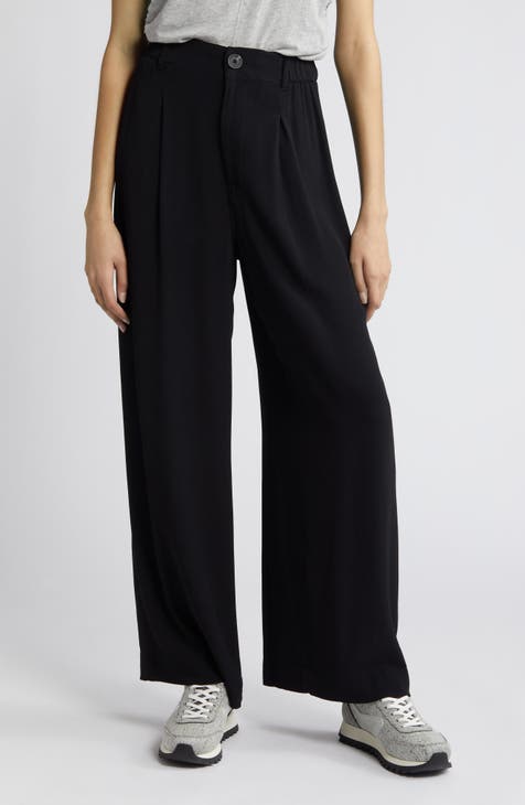  Crepe Pleated Pants for Women Casual High Waisted Wide