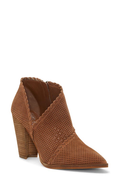 Vince Camuto Lamorna Perforated Pointy Toe Bootie in Seed Brown Suede 