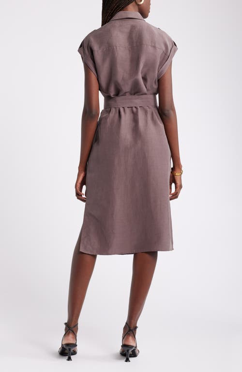 Shop Nordstrom Belted Utility Shirtdress In Grey Plum