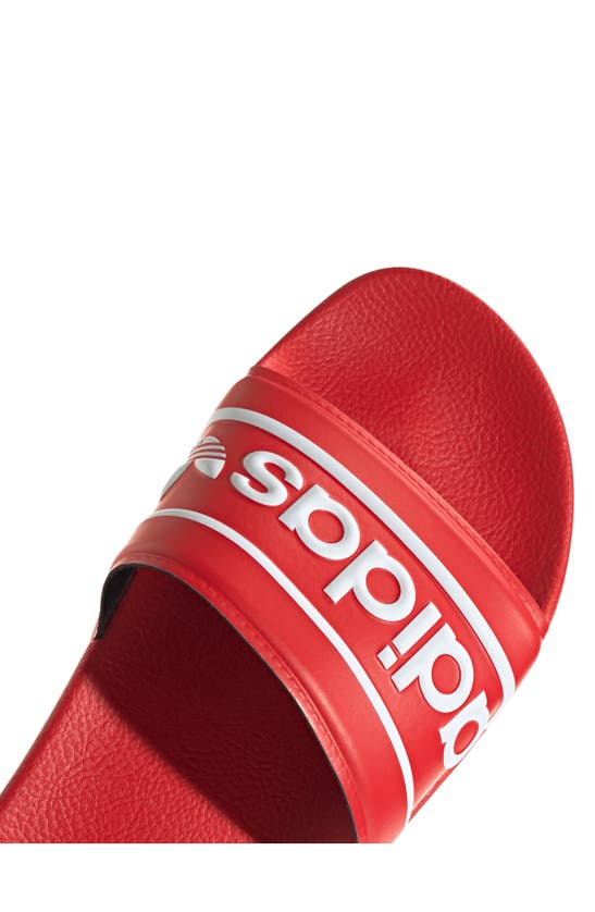 Shop Adidas Originals Adilette Slide Sandal In Red/ Red/ White