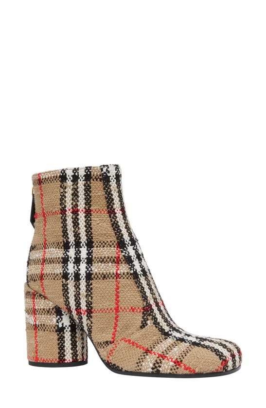 Burberry Anita Check Block-heel Ankle Boots In Archive Beige Ip Chk