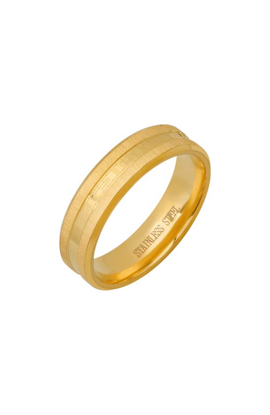 Hmy Jewelry Texture Inlay Band Ring In Gold