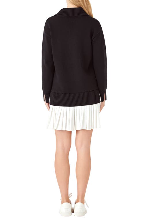 ENGLISH FACTORY ENGLISH FACTORY MIXED MEDIA PLEATED MINIDRESS 
