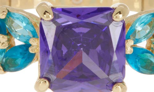 Shop Covet Square Side Cluster Ring In Purple/violet