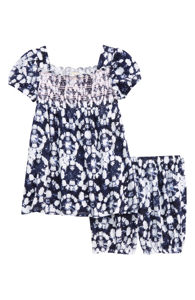 TUCKER + TATE Puff Sleeve Top & Shorts Set, Main, color, NAVY PEACOAT TIE DYE