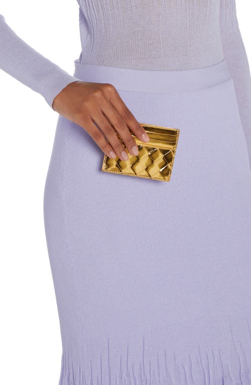 Bottega Veneta Intrecciato Credit Card Case In Gold/brass