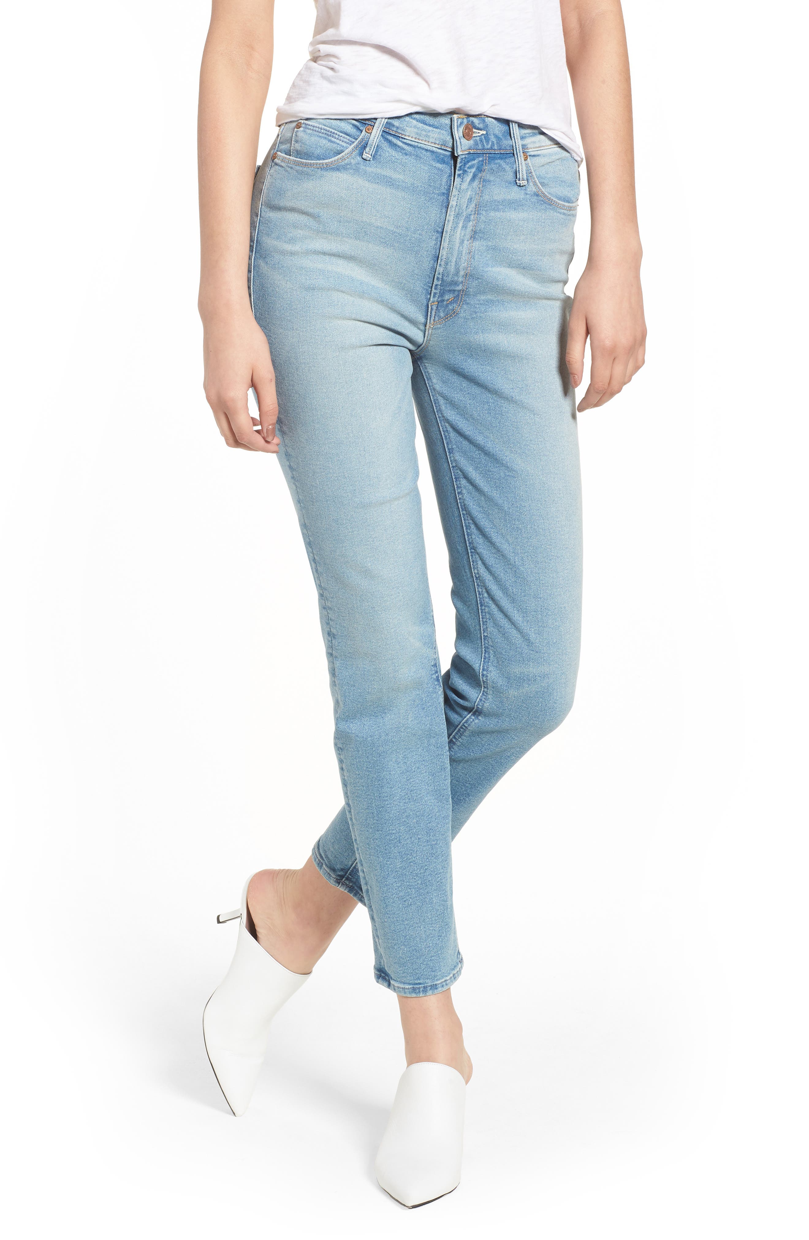 mother the dazzler ankle straight leg jeans