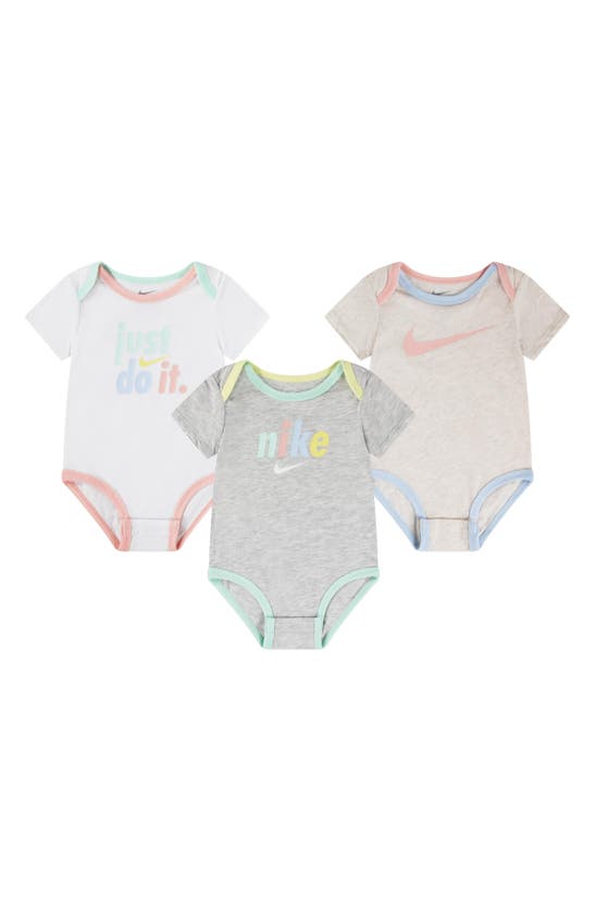 Shop Nike Assorted 3-pack Bodysuit In Grey Heather