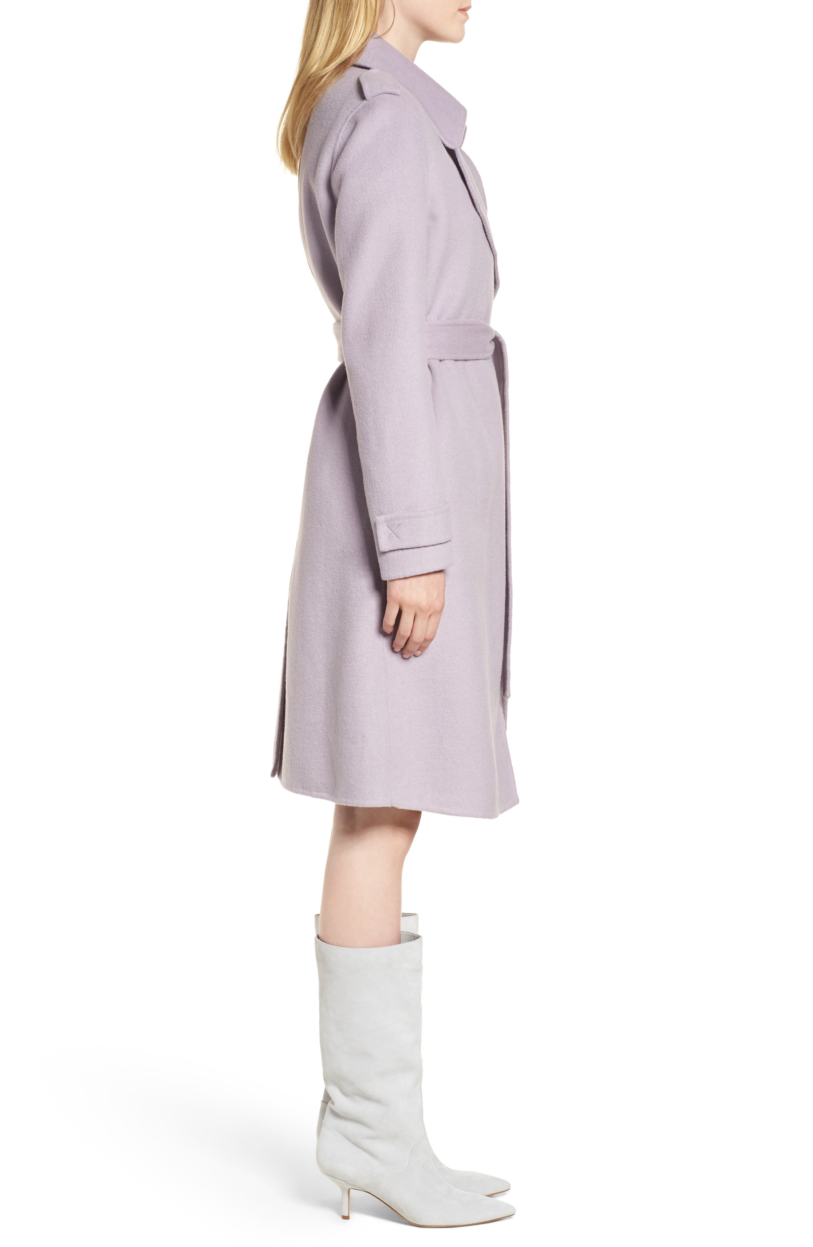 double face wool blend wrap front coat