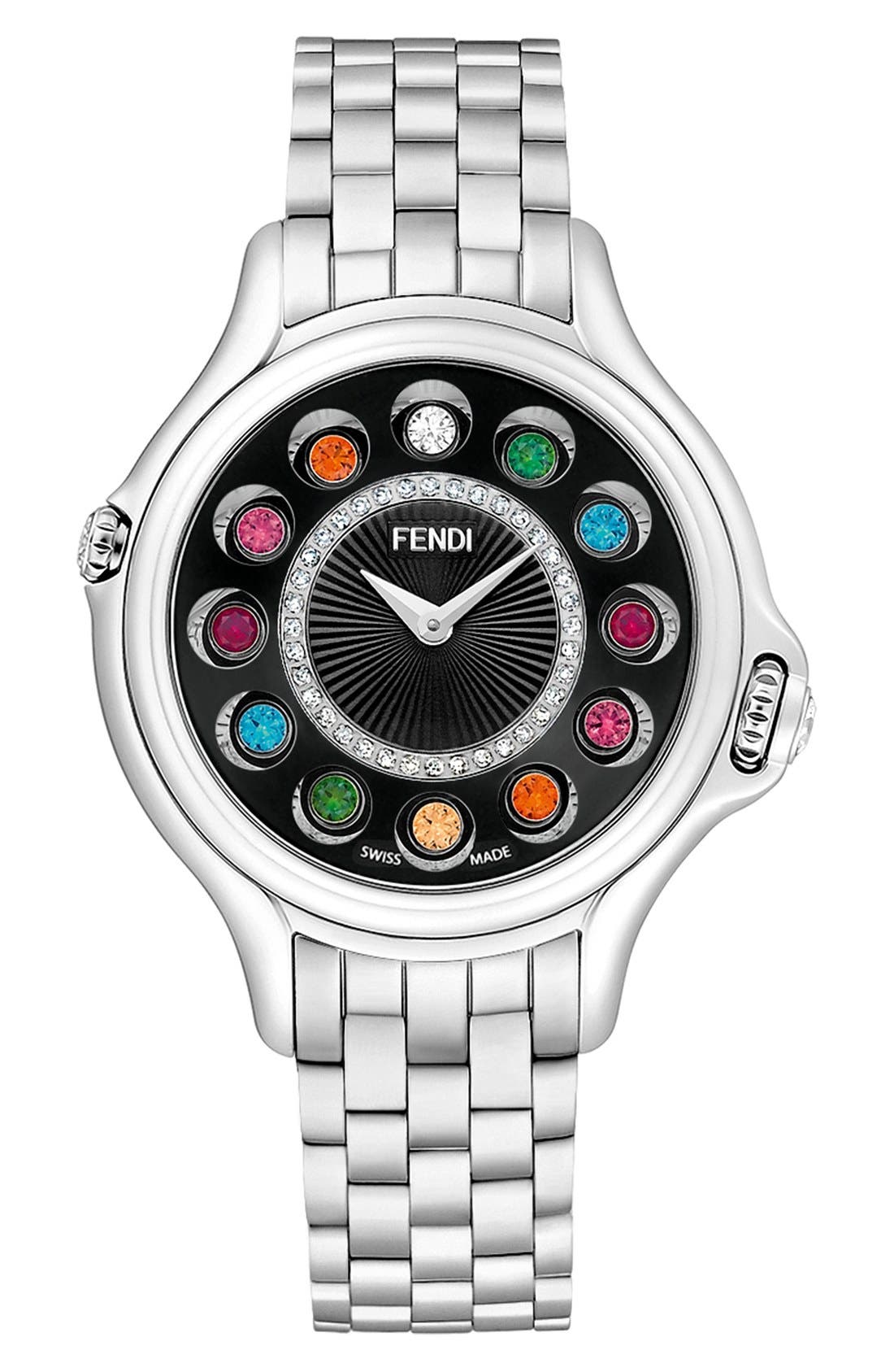 Fendi 'Crazy Carats' Diamond Dial Rotating Bracelet Watch, 38mm Nordstrom