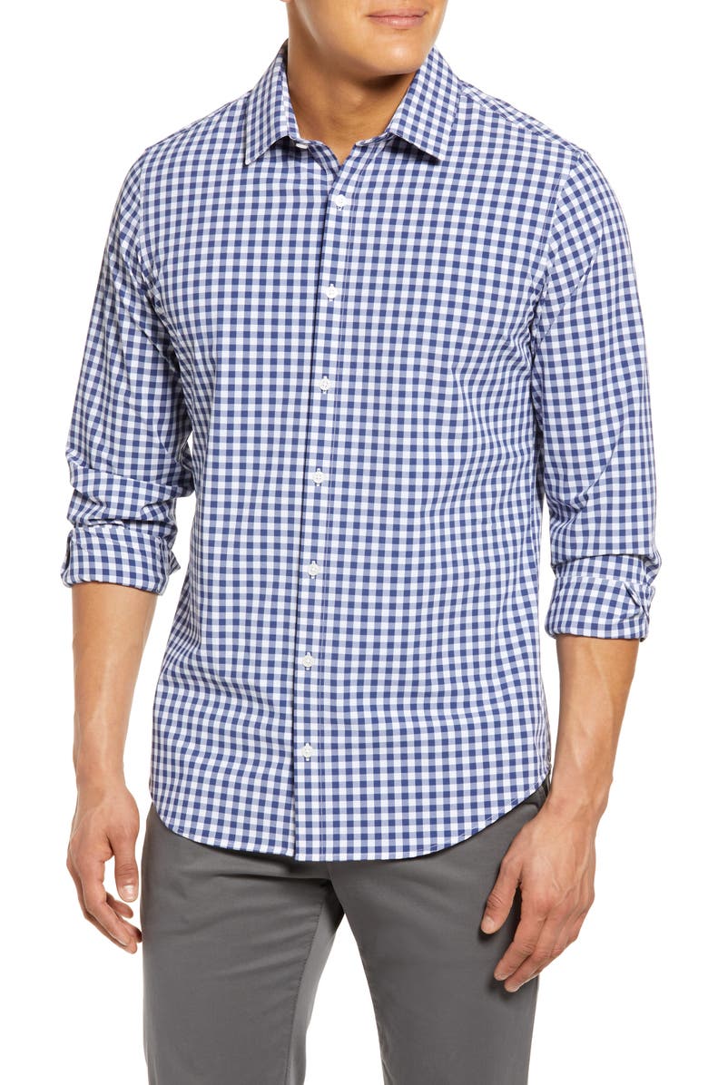 Mizzen+Main Leeward No Tuck Gingham Performance Button-Up Shirt | Nordstrom