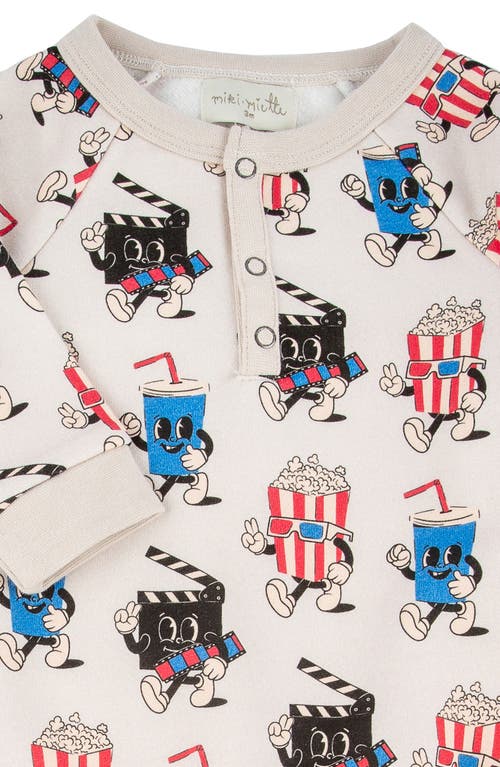Shop Miki Miette Bailey Movie Print Cotton Henley Romper In Cinerama
