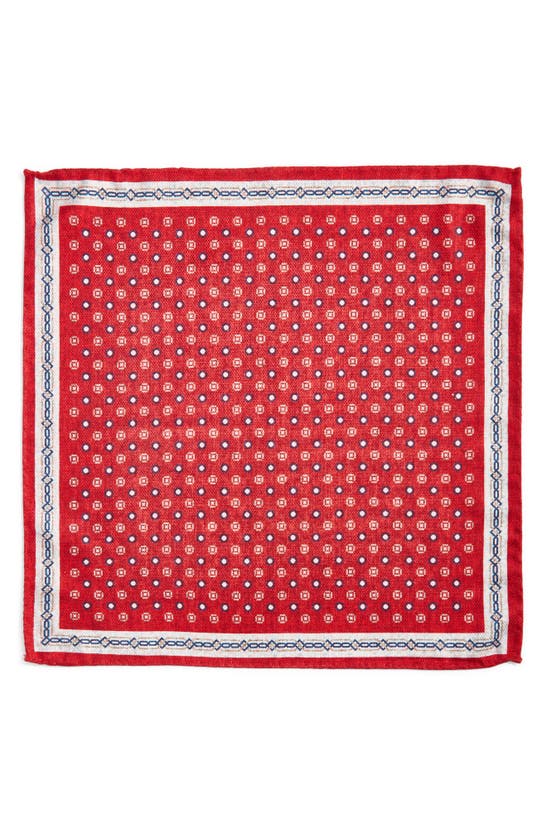 Shop Edward Armah Neat & Arabesque Prints Reversible Silk Pocket Square In Red