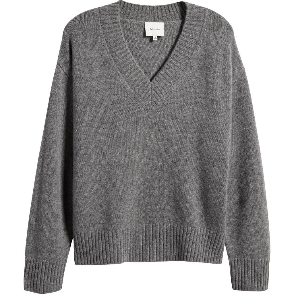 Reformation Jadey Oversize Cashmere Sweater In Thunder