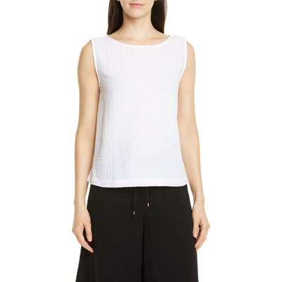 Eileen Fisher Bateau Neck Organic Cotton Tank, White