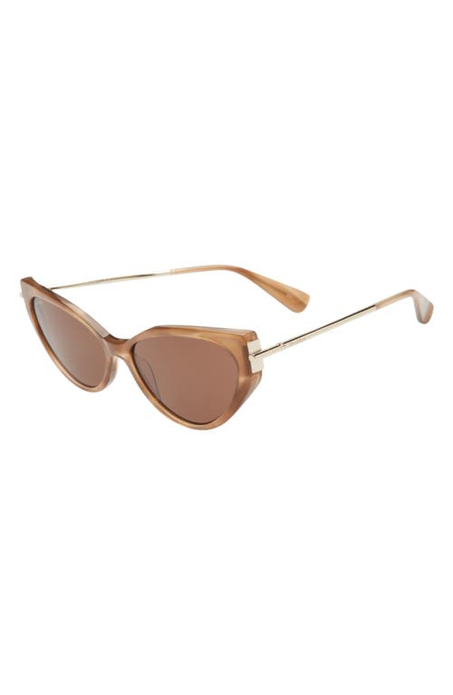 Shop Max Mara 57mm Cat Eye Sunglasses In Brown/gold/brown