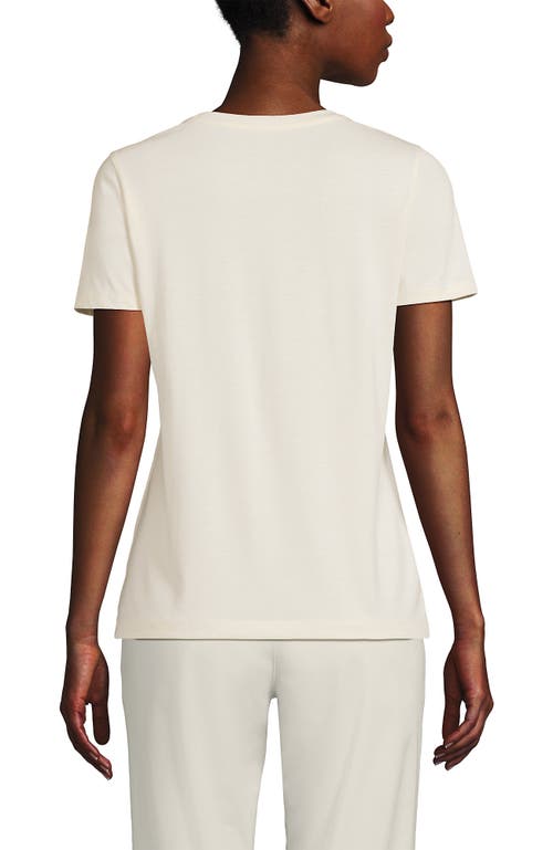 Shop Lands' End Relaxed Supima Cotton Crew Neck T-shirt In Fresh Ivory