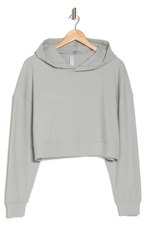 X By Gottex Crop Rib Hoodie In Grey