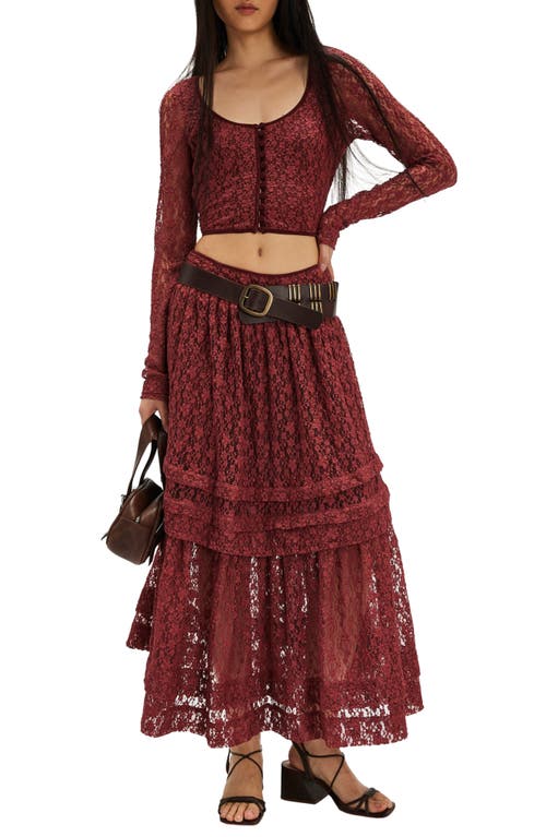 Shop Free People Arcana Lace Crop Top & Maxi Skirt Set In Marsala Combo