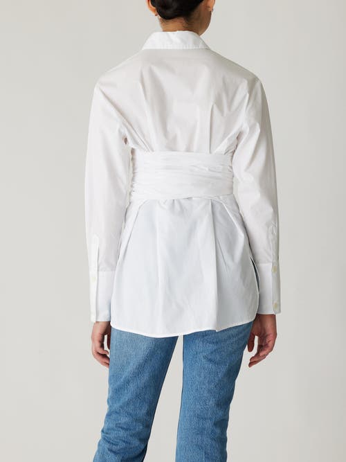 Rebecca Taylor Poplin Wrap Blouse In Milk