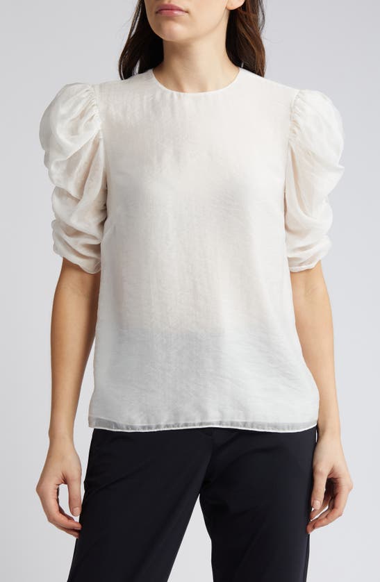 Shop Ted Baker Sachiko Ruched Elbow Sleeve Top In Ivory
