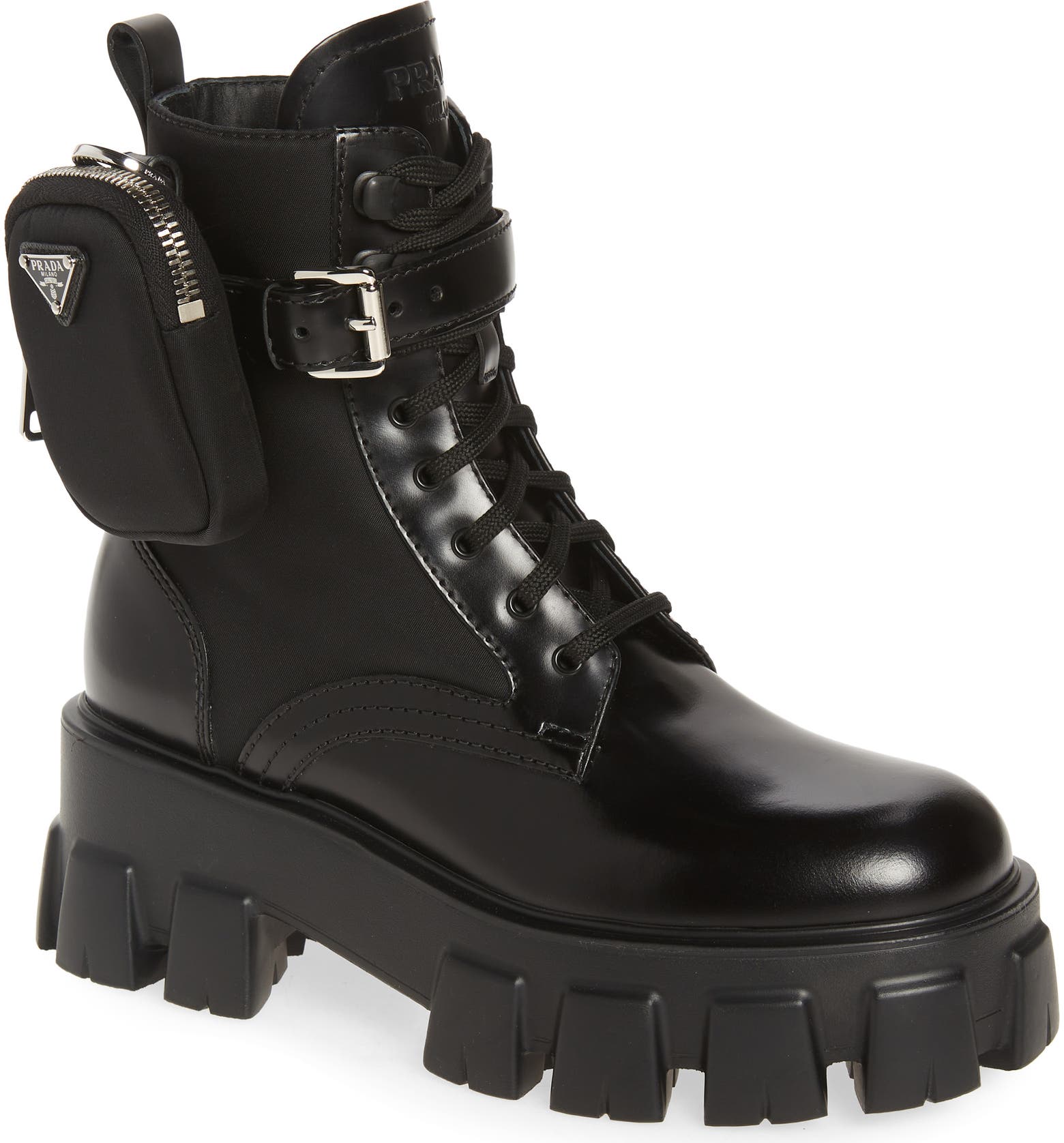 Prada Monolith combat boots in black