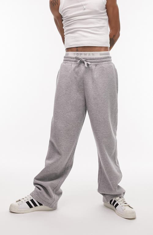 Topman Straight Leg Cotton Blend Sweatpants in Light Grey