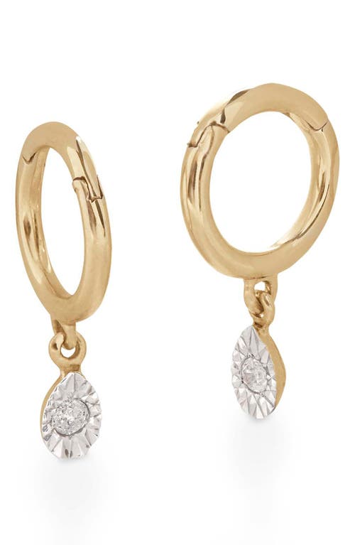 Monica Vinader Diamond Teardrop Mini Huggie Hoop Earrings in 14Kt Solid Gold at Nordstrom
