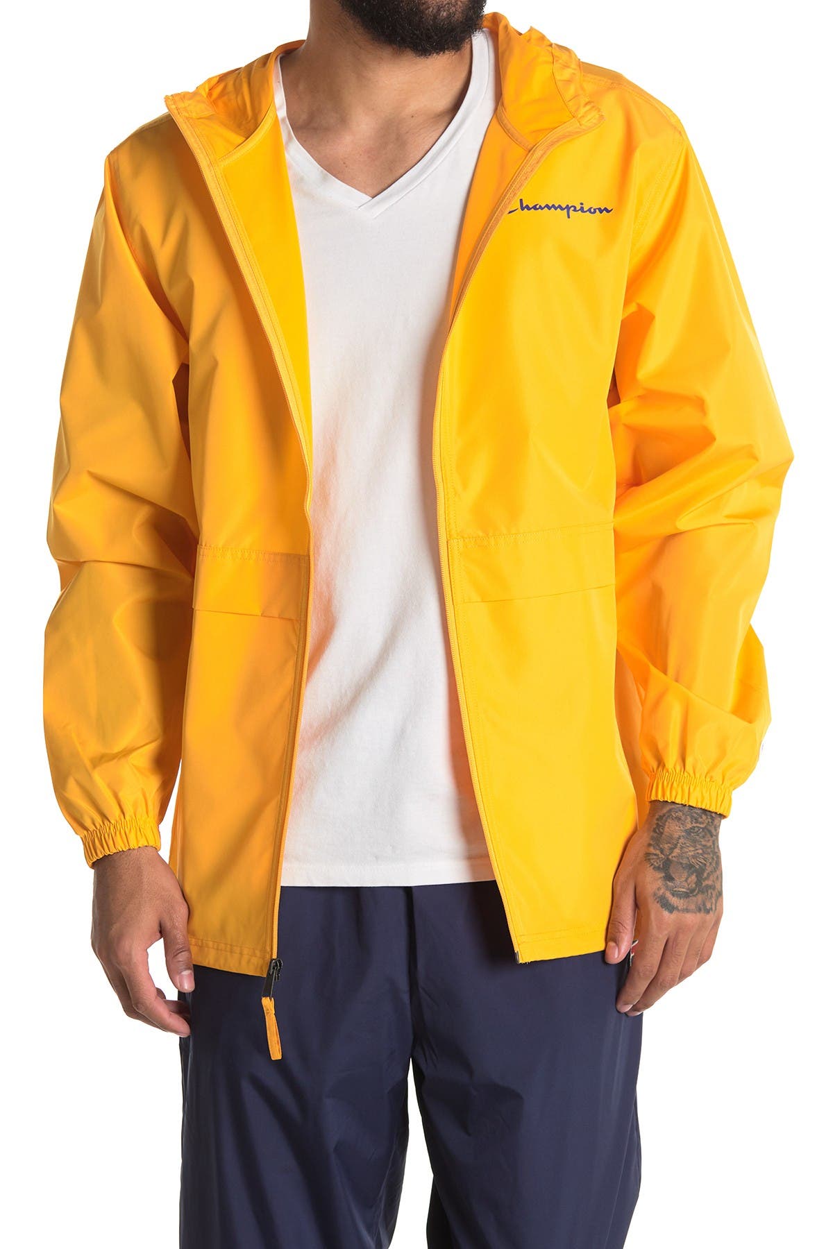 yellow champion rain jacket