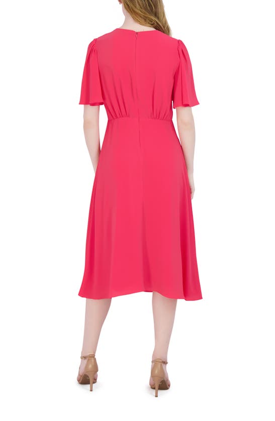 Julia Jordan Flutter Sleeve Midi Dress In Coral
