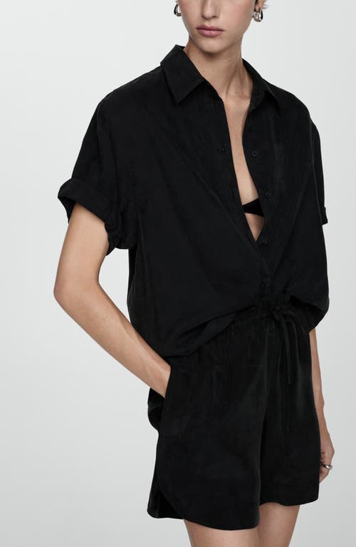 Mango High Waist Drawstring Shorts In Black