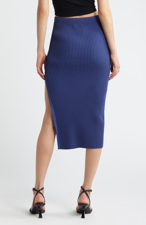 Shop Open Edit Luxe Sculpt Rib Midi Skirt In Blue Cobalt