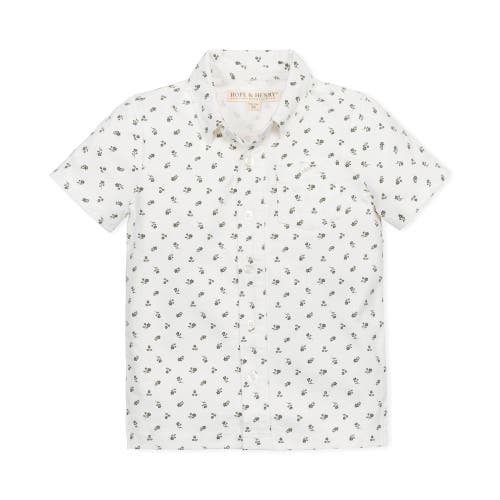 Hope & Henry Boys' Organic Short Sleeve Jersey Button Down Shirt, Kids In Provence Ditsy Floral