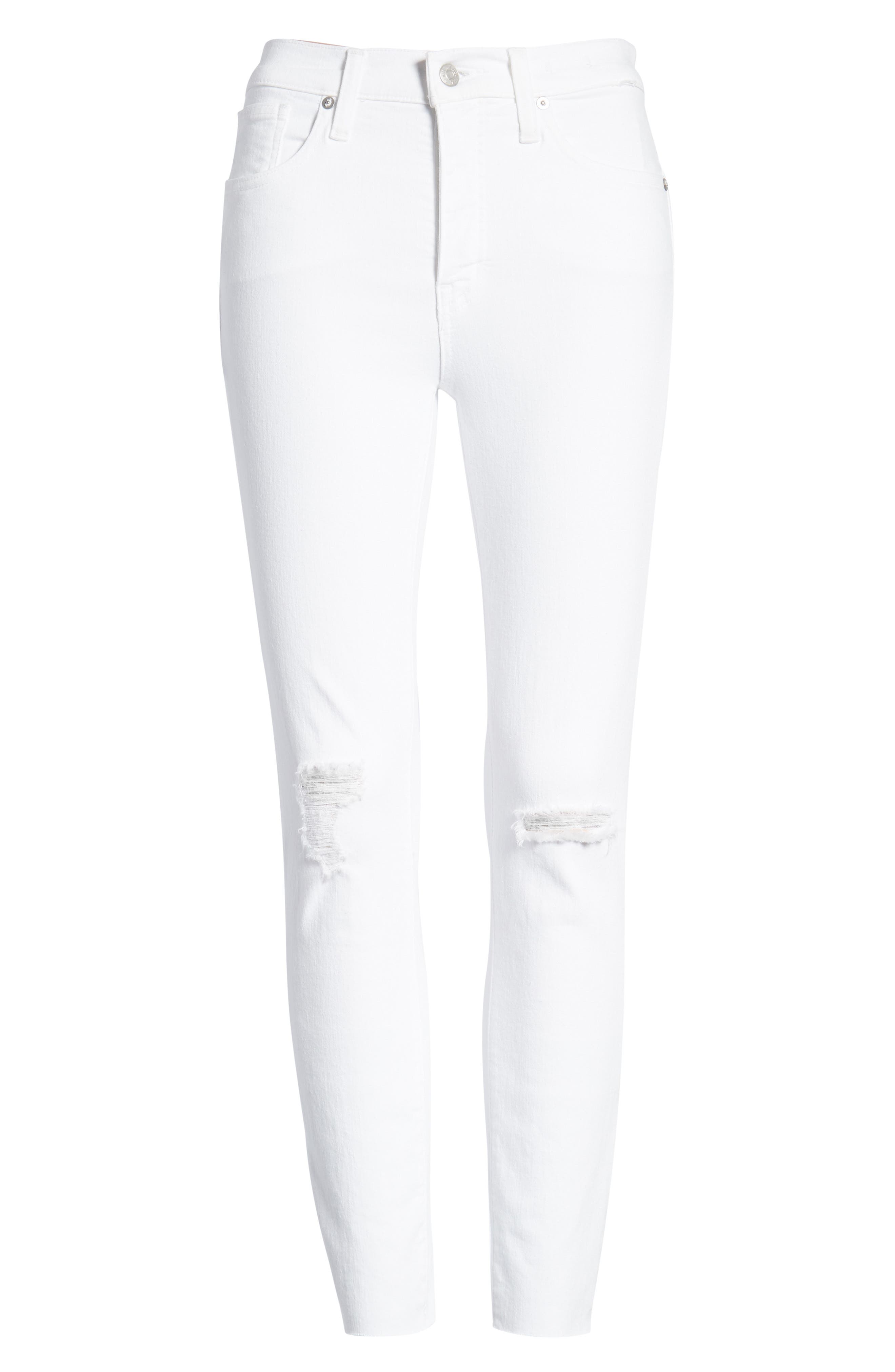 ripped high waisted white jeans