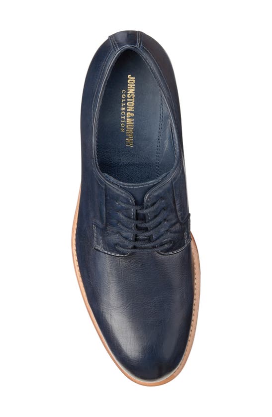 Shop Johnston & Murphy Collection Dudley Plain Toe Derby In Navy Dip-dyed Calfskin