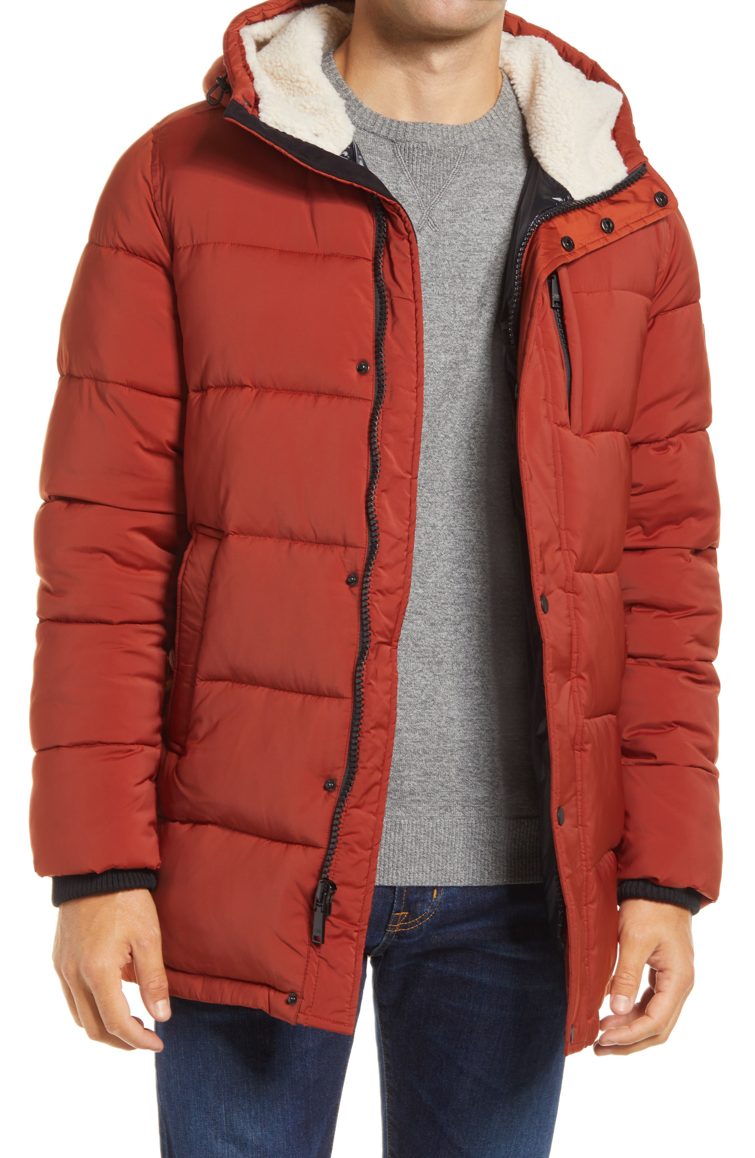 orange winter jacket mens