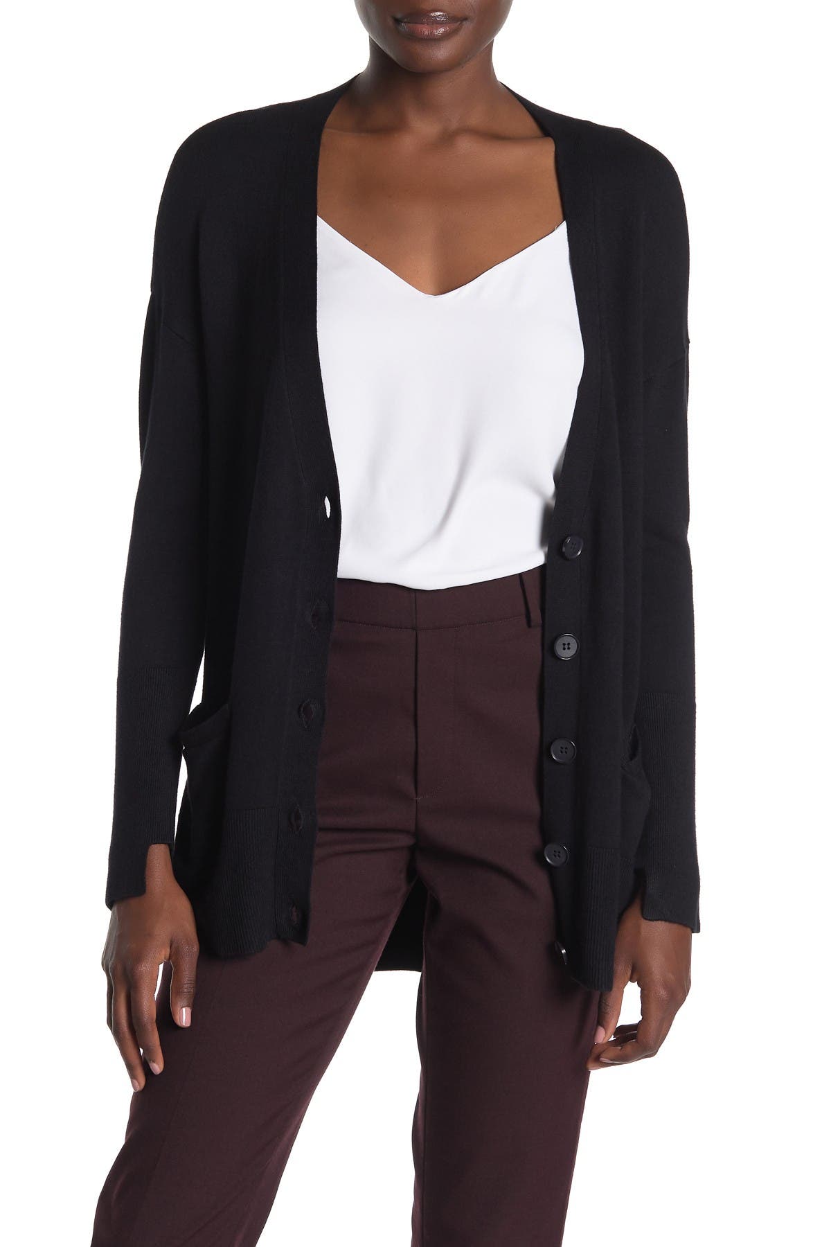 button down v neck cardigan