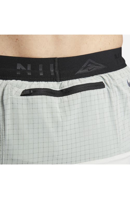 Shop Nike Second Sunrise 5-inch Brief Lined Trail Running Shorts In Silver/mica Green/black