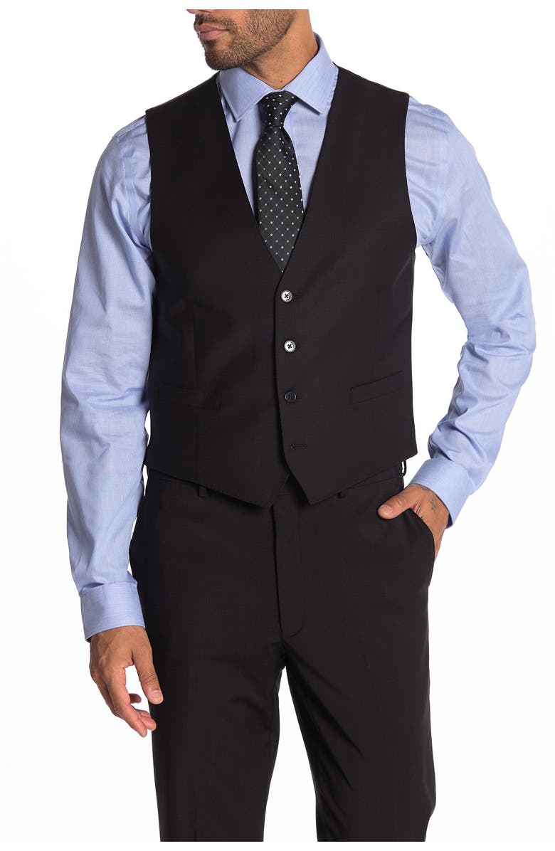 Calvin Klein Plain Black Slim Fit Wool Blend Suit Separate Vest |  Nordstromrack