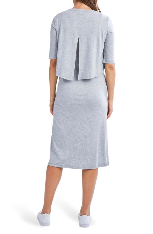 Shop Angel Maternity Popover Bodice Jersey Maternity/nursing Dress In Grey Marl