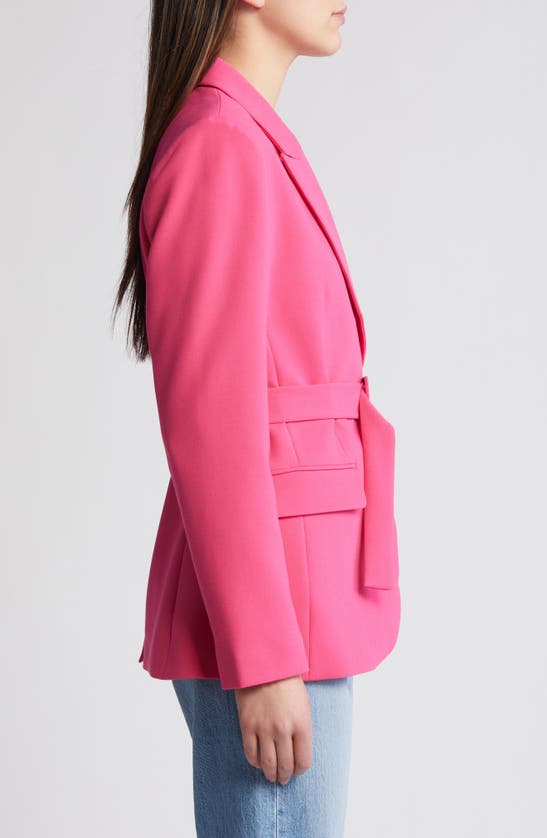 Shop French Connection Whisper Belted Blazer In Raspberry Sorbet