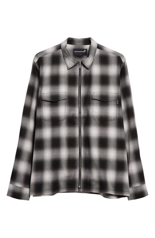 Something in the Way Shadow Check Zip-Up Overshirt in Black/White