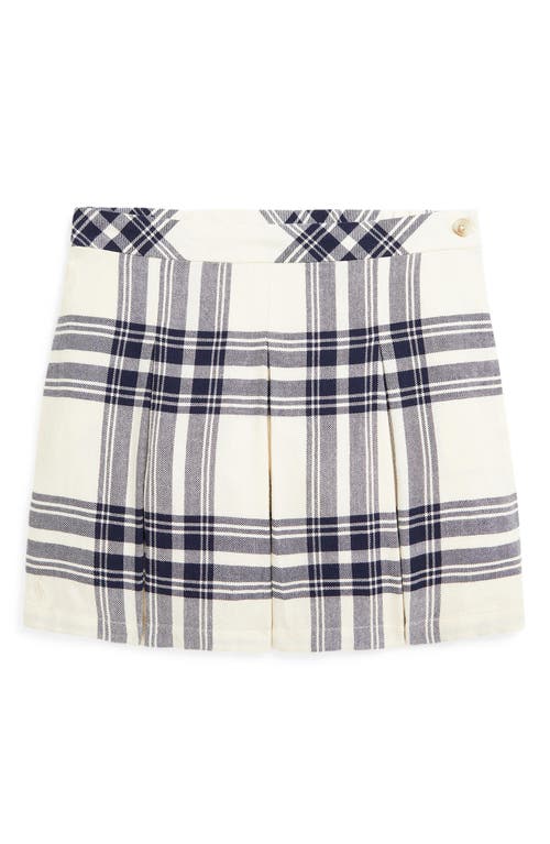 Polo Ralph Lauren Kids' Plaid Cotton Twill Culottes In Cream-navy