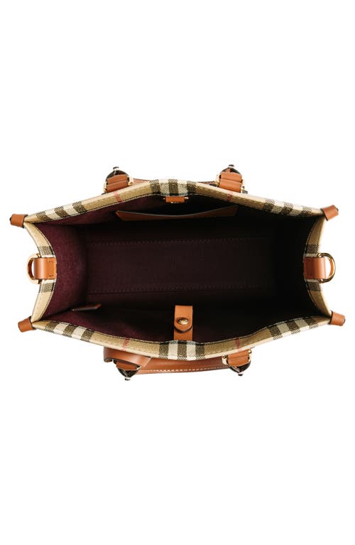 Burberry Womens Freya Mini Coated-canvas Tote Bag In Vintage Check/briar Brown